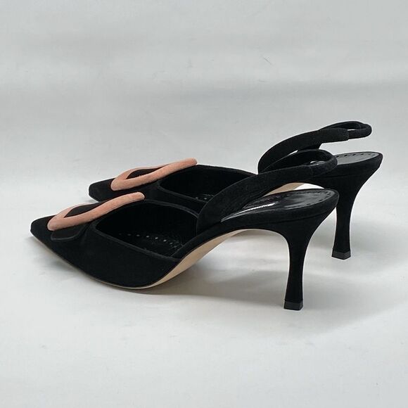 Manolo Blahnik Maysli Suede Buckle Slingback Pumps size 39.5 - Picture 8 of 13